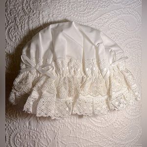 NWT Rococo Classic Lolita Double Layered Lace Ribbon Bonnet in Off-white